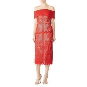 stylestalker red lace dress STYLESTALKER $495 Red Lace Visions Skater Cocktail Dress 0 2 4 XS S EUC
